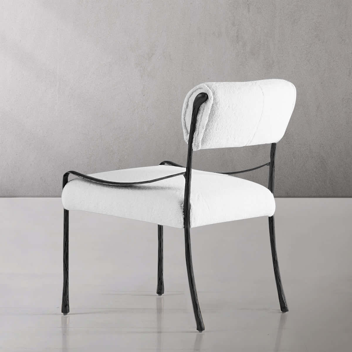 Hand-Forged Metal Retro Copper Iron Frame Armless Dining Chair