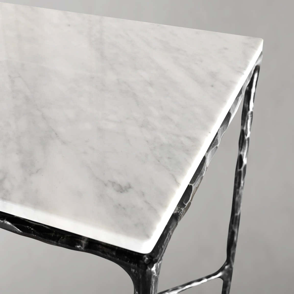 Hand-Forged Metal Rectangle Marble Desk