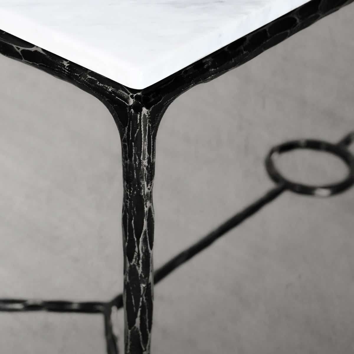 Hand-Forged Metal Rectangle Marble Desk