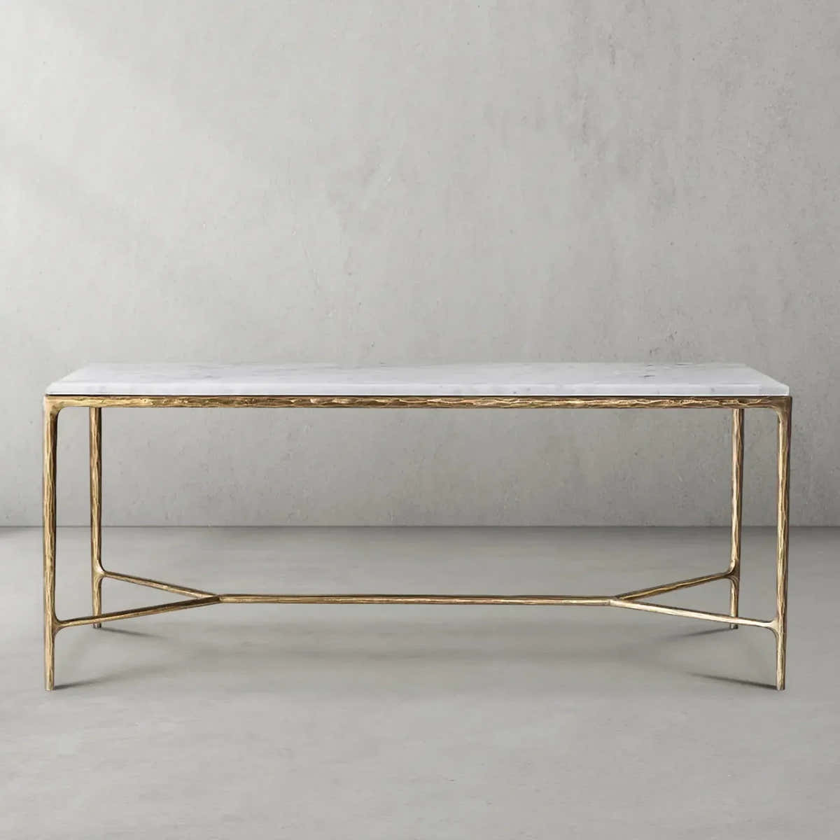 Hand-Forged Metal Rectangle Marble Desk