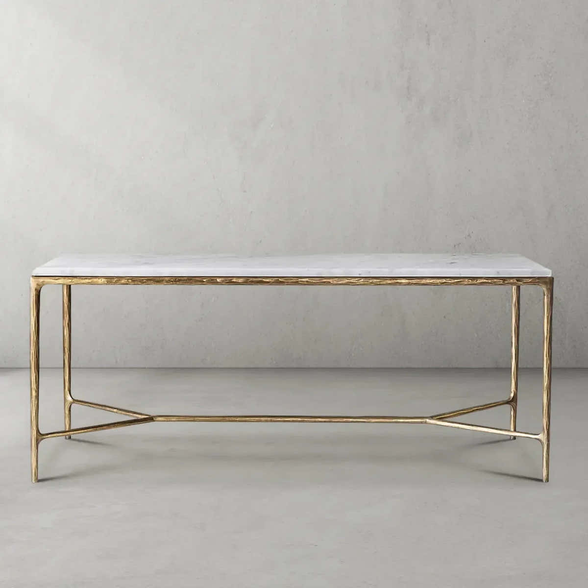 Hand-Forged Metal Rectangle Marble Desk