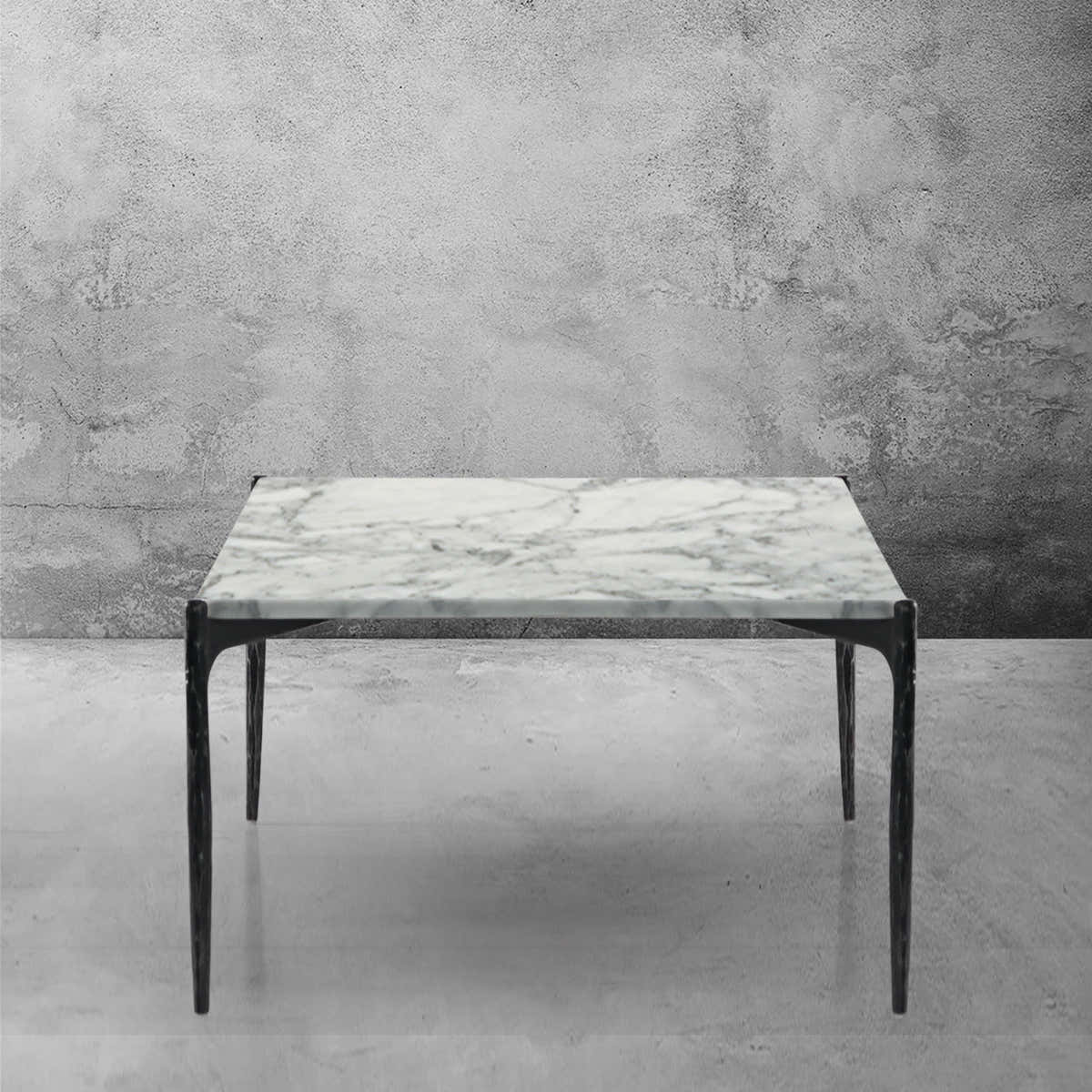 Hand-Forged Metal Rectangle Horn Marble Coffee Table 48"W