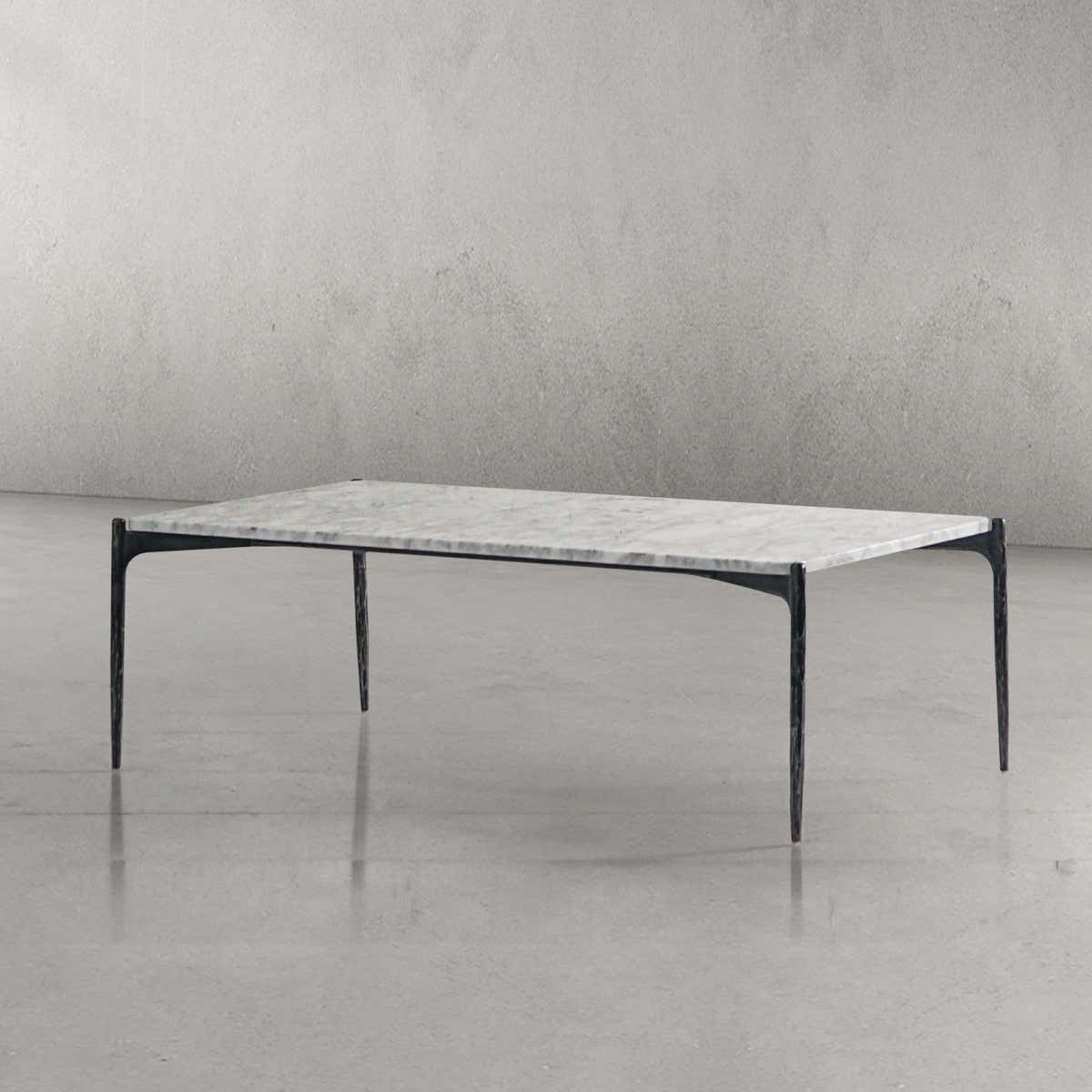 Hand-Forged Metal Rectangle Horn Marble Coffee Table 48"W