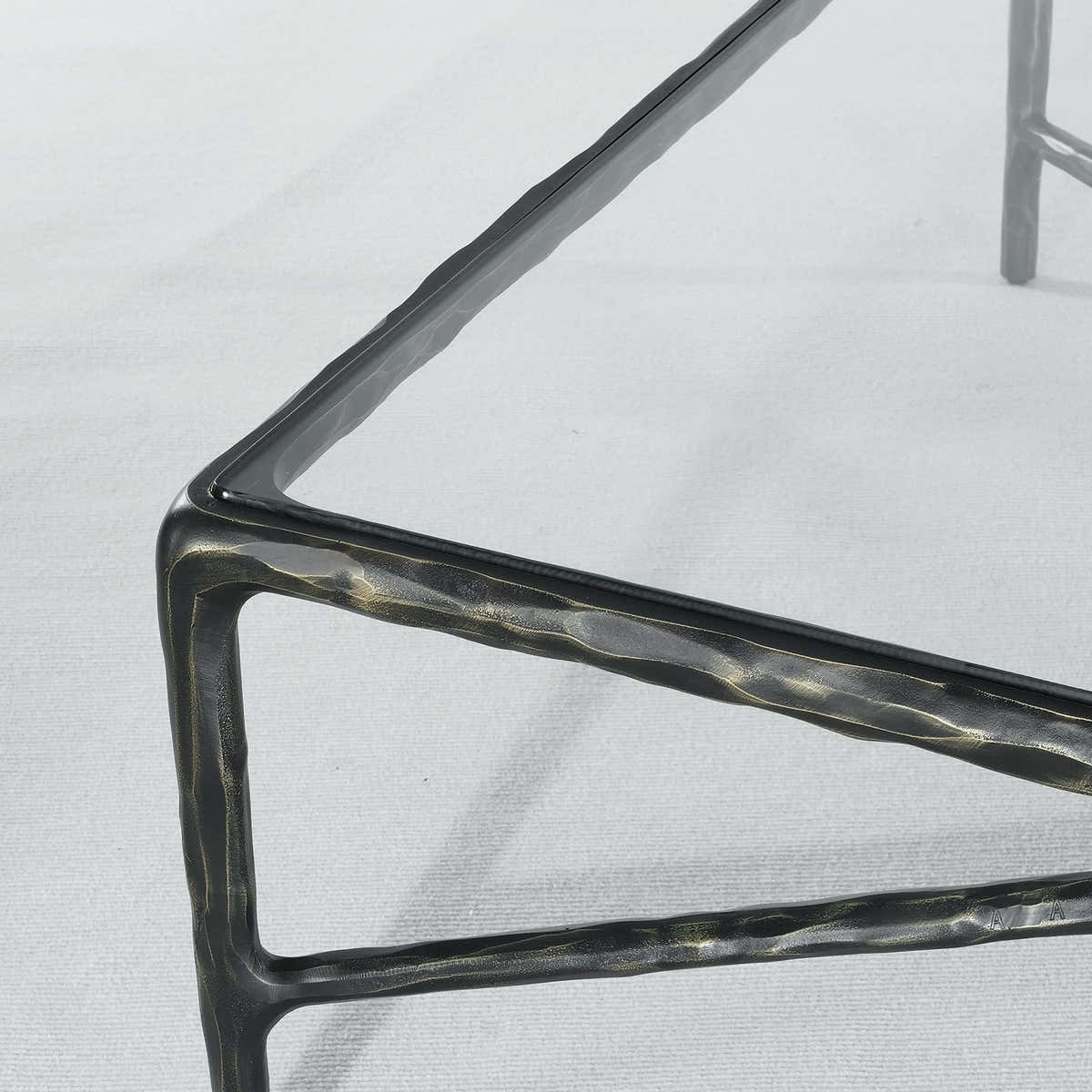 Hand-Forged Metal Rectangle Glass Coffee Table