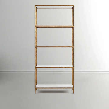 Hand-Forged Metal White Marble Shelving