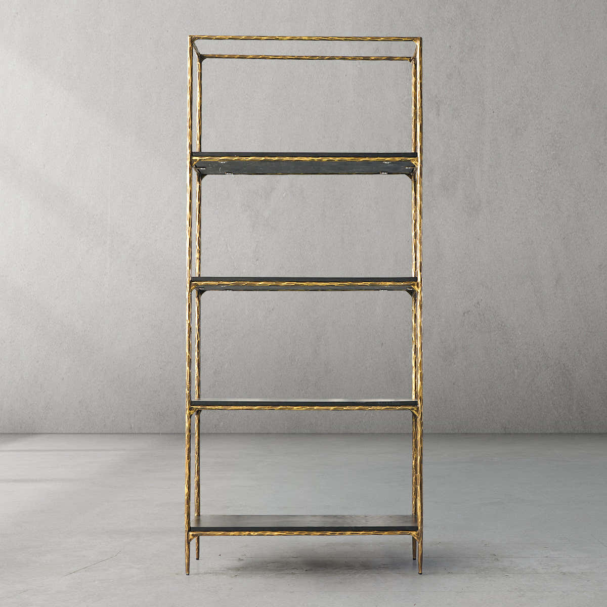 Hand-Forged Metal White Marble Shelving