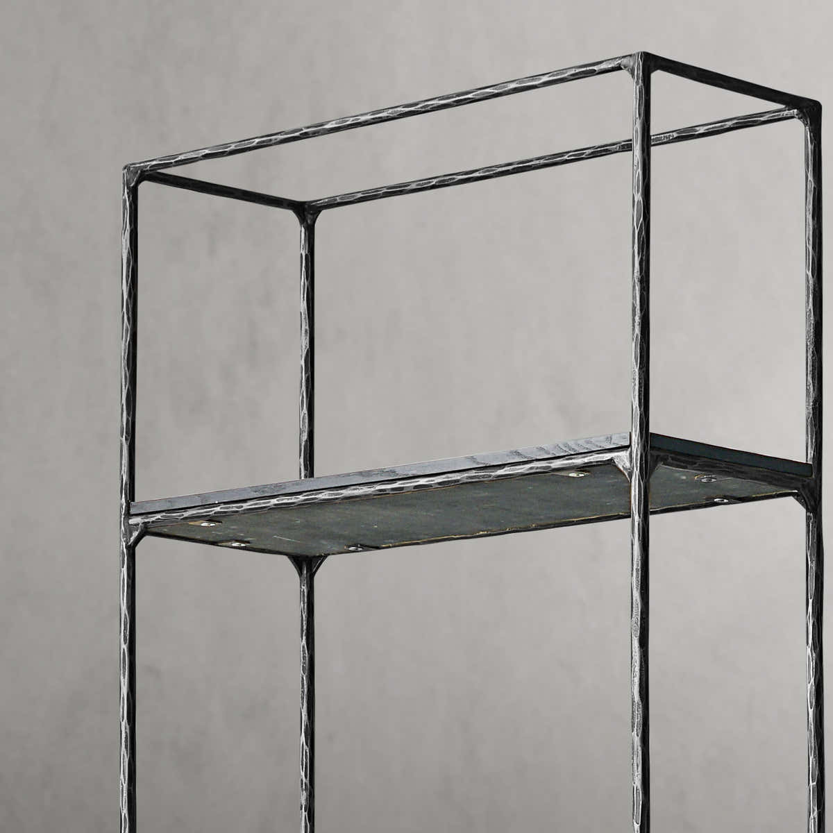 Hand-Forged Metal White Marble Shelving