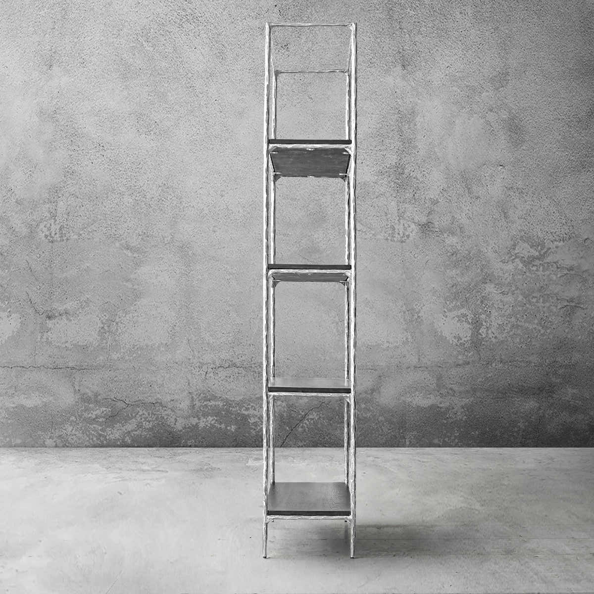 Hand-Forged Metal White Marble Shelving