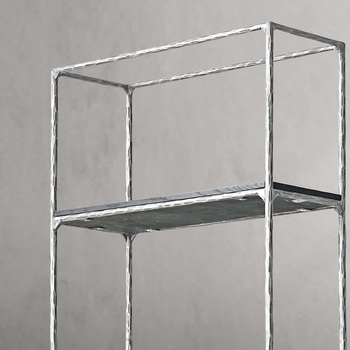 Hand-Forged Metal White Marble Shelving