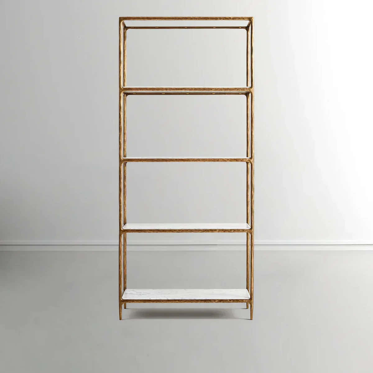 Hand-Forged Metal White Marble Shelving