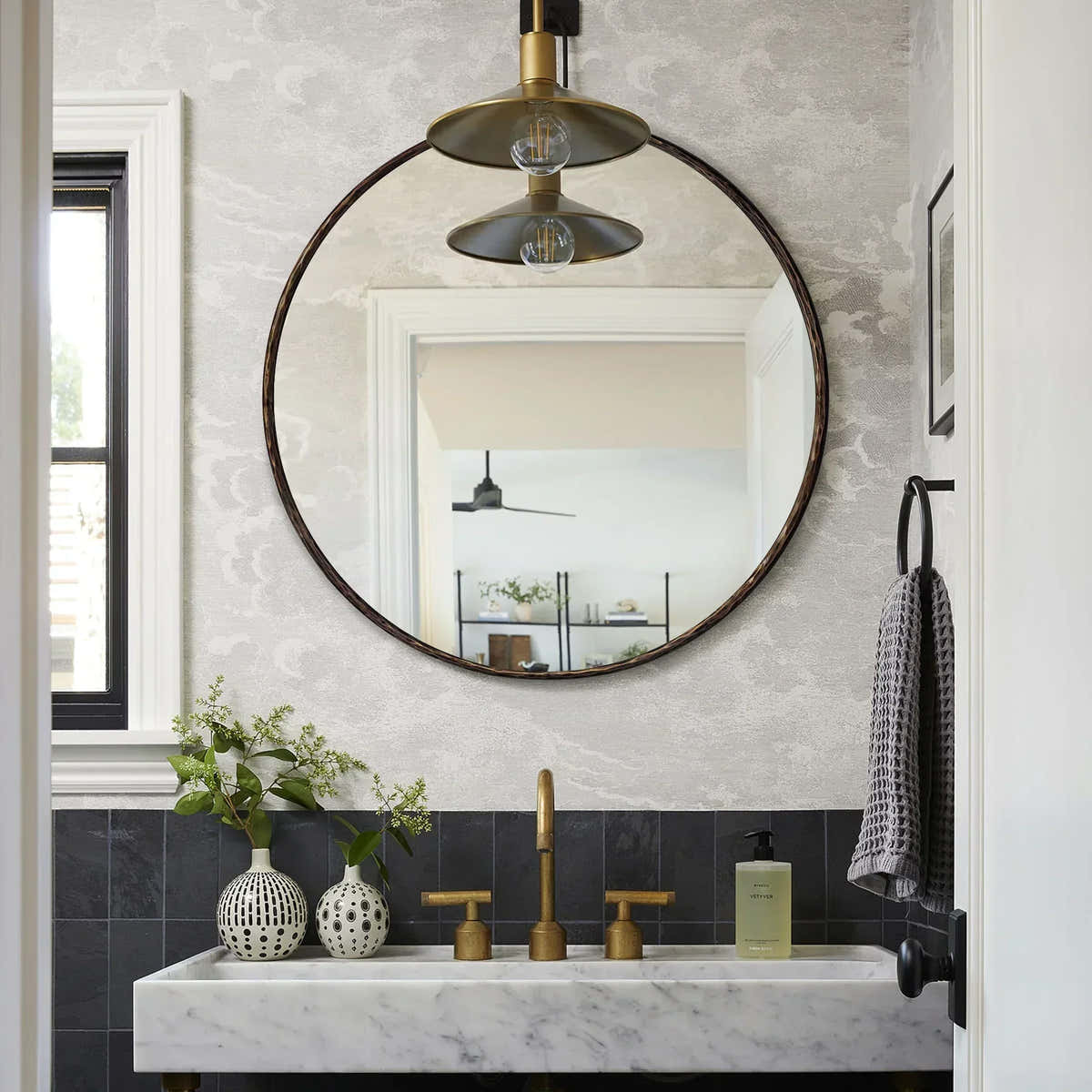 Hand-Forged Metal Round Mirror