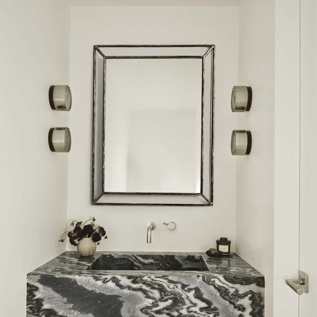 Hand-Forged Metal Open Beveled Mirror