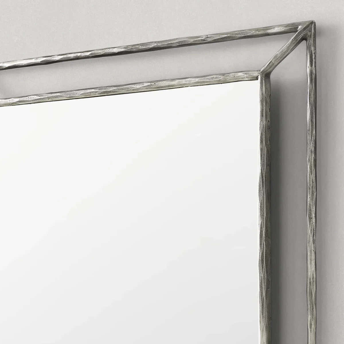 Hand-Forged Metal Open Beveled Mirror