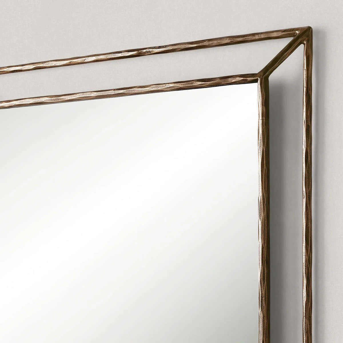 Hand-Forged Metal Open Beveled Mirror