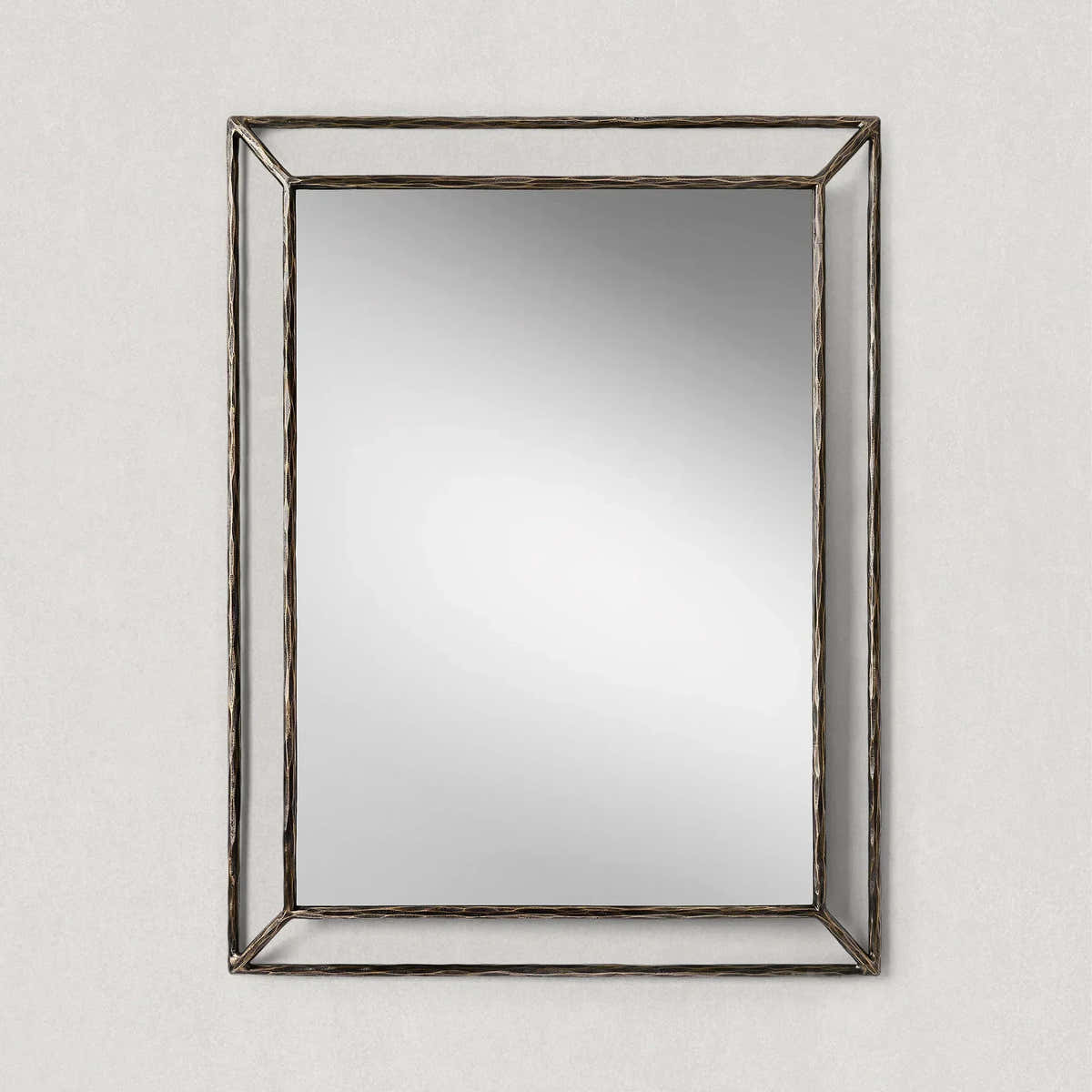 Hand-Forged Metal Open Beveled Mirror
