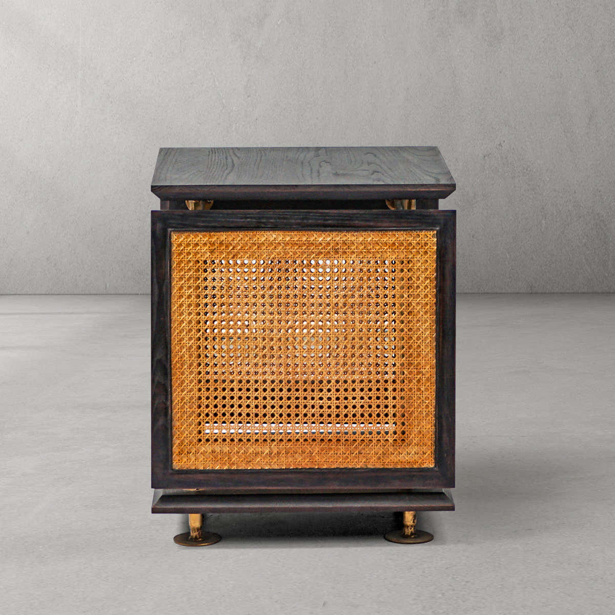 Hand-Forged Metal Woven Rattan Side Table