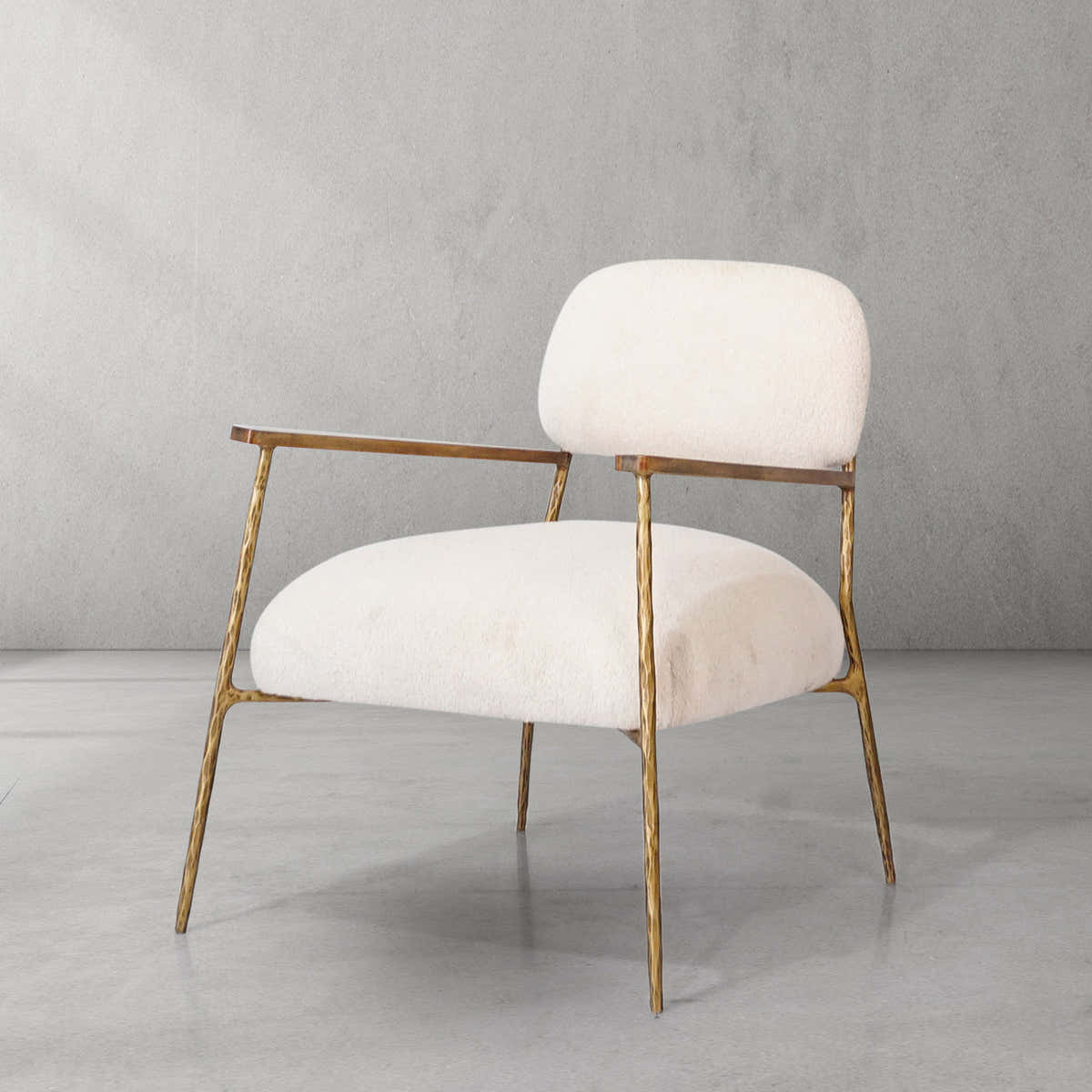 Hand-Forged Metal White Pure Wood Handrail Chair