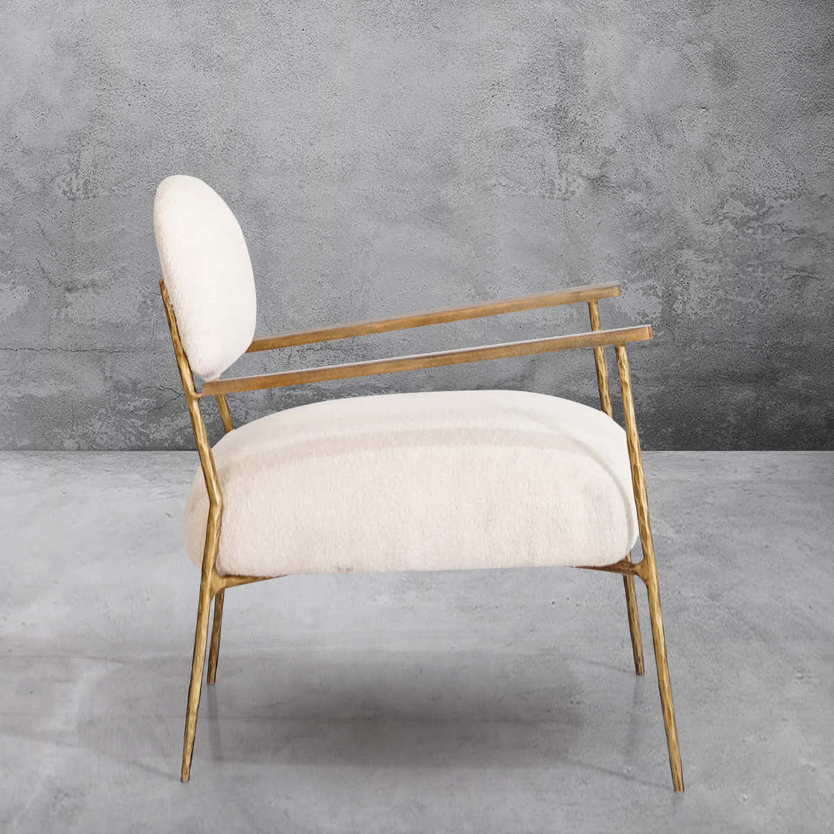 Hand-Forged Metal White Pure Wood Handrail Chair