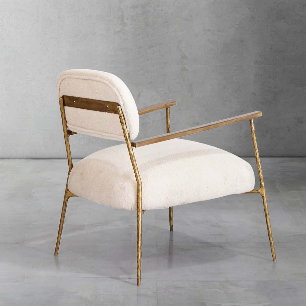 Hand-Forged Metal White Pure Wood Handrail Chair