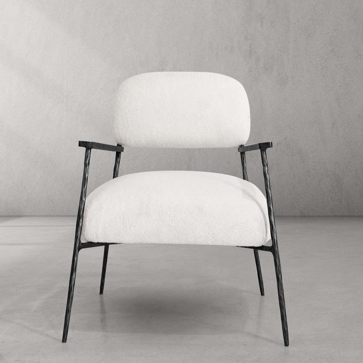 Hand-Forged Metal White Pure Wood Handrail Chair