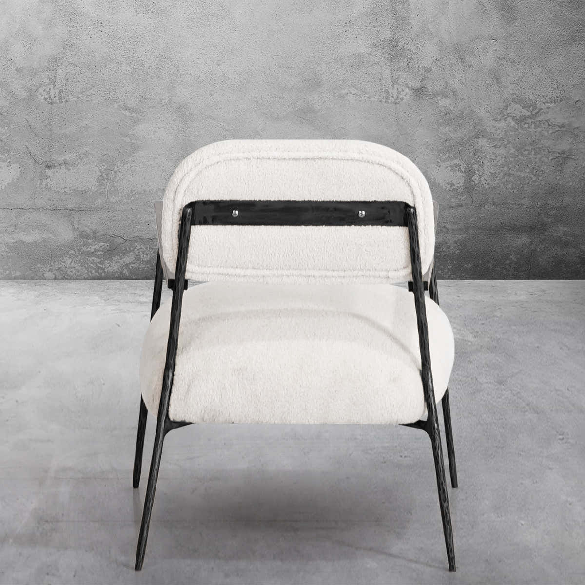 Hand-Forged Metal White Pure Wood Handrail Chair