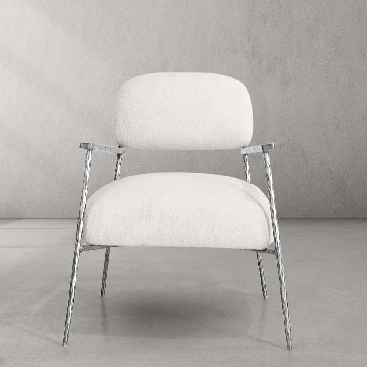 Hand-Forged Metal White Pure Wood Handrail Chair