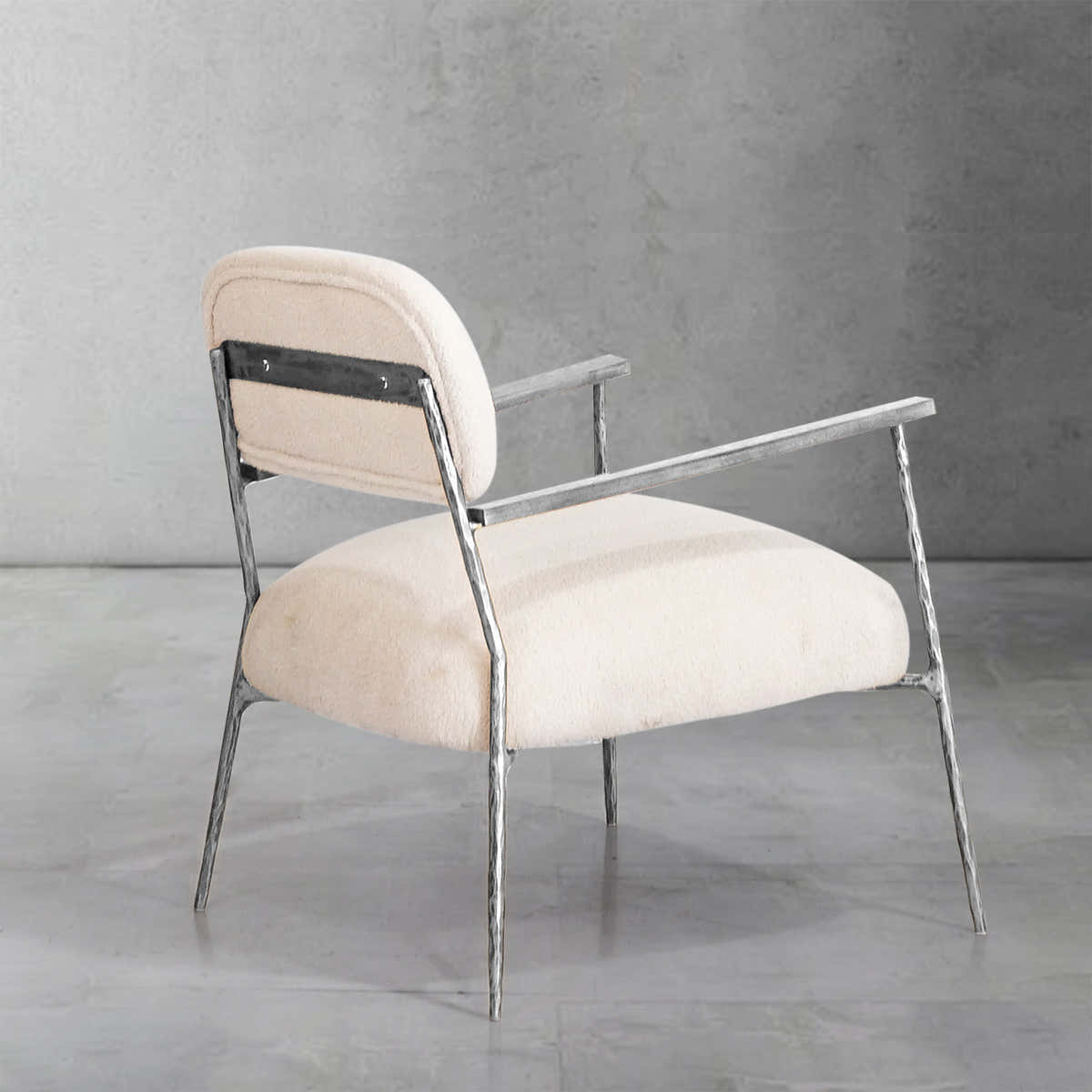 Hand-Forged Metal White Pure Wood Handrail Chair