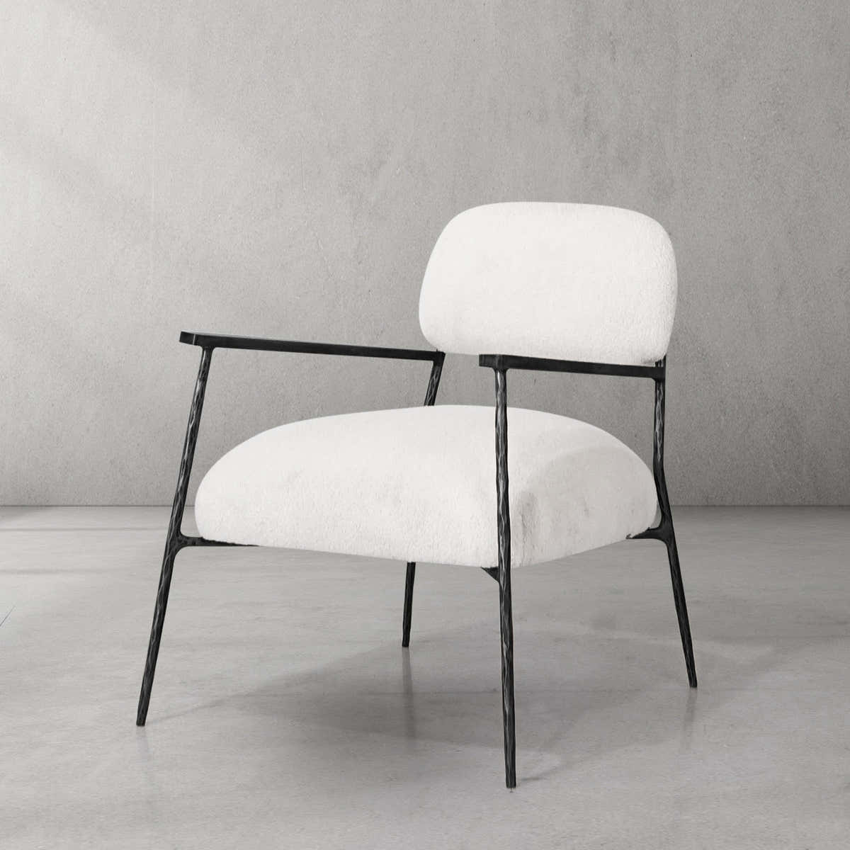 Hand-Forged Metal White Pure Wood Handrail Chair