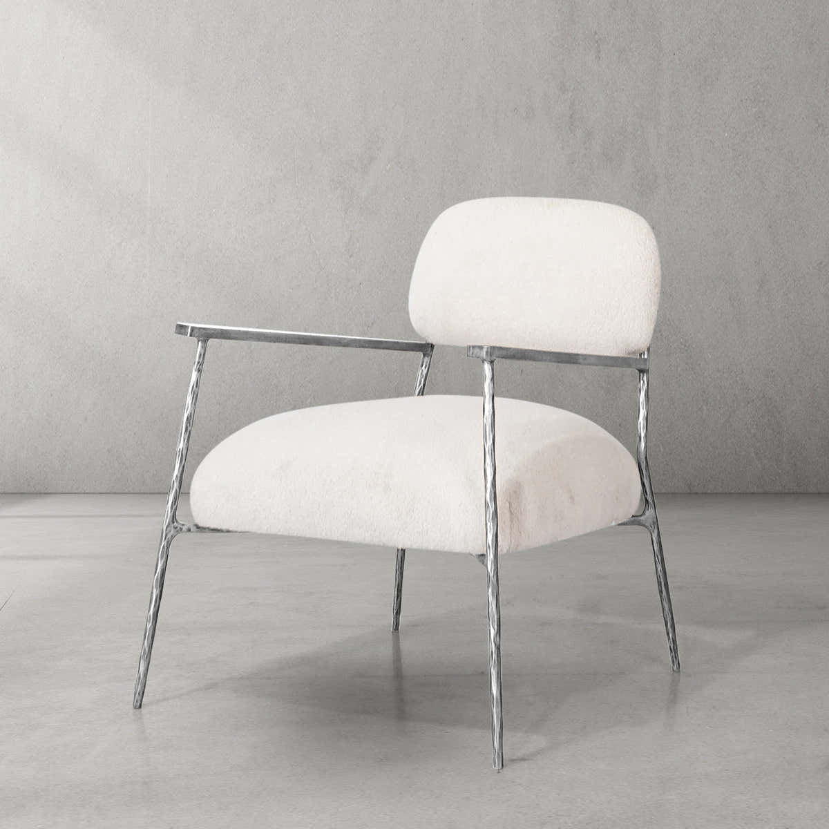 Hand-Forged Metal White Pure Wood Handrail Chair
