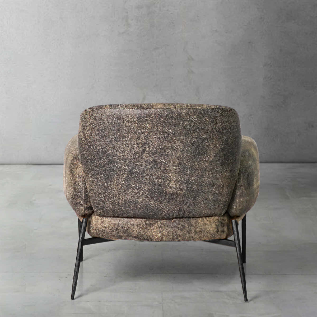 Hand-Forged Metal Vintage Pearl Grain Cowhide Lounge Chair