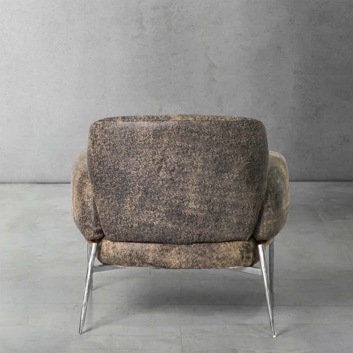 Hand-Forged Metal Vintage Pearl Grain Cowhide Lounge Chair