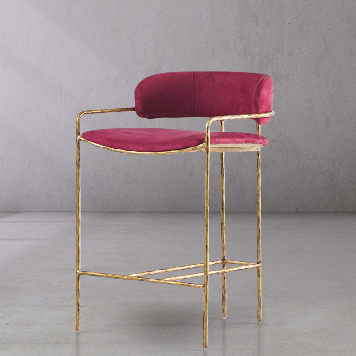 Hand-Forged Metal Vintage Armrest Bar Chair