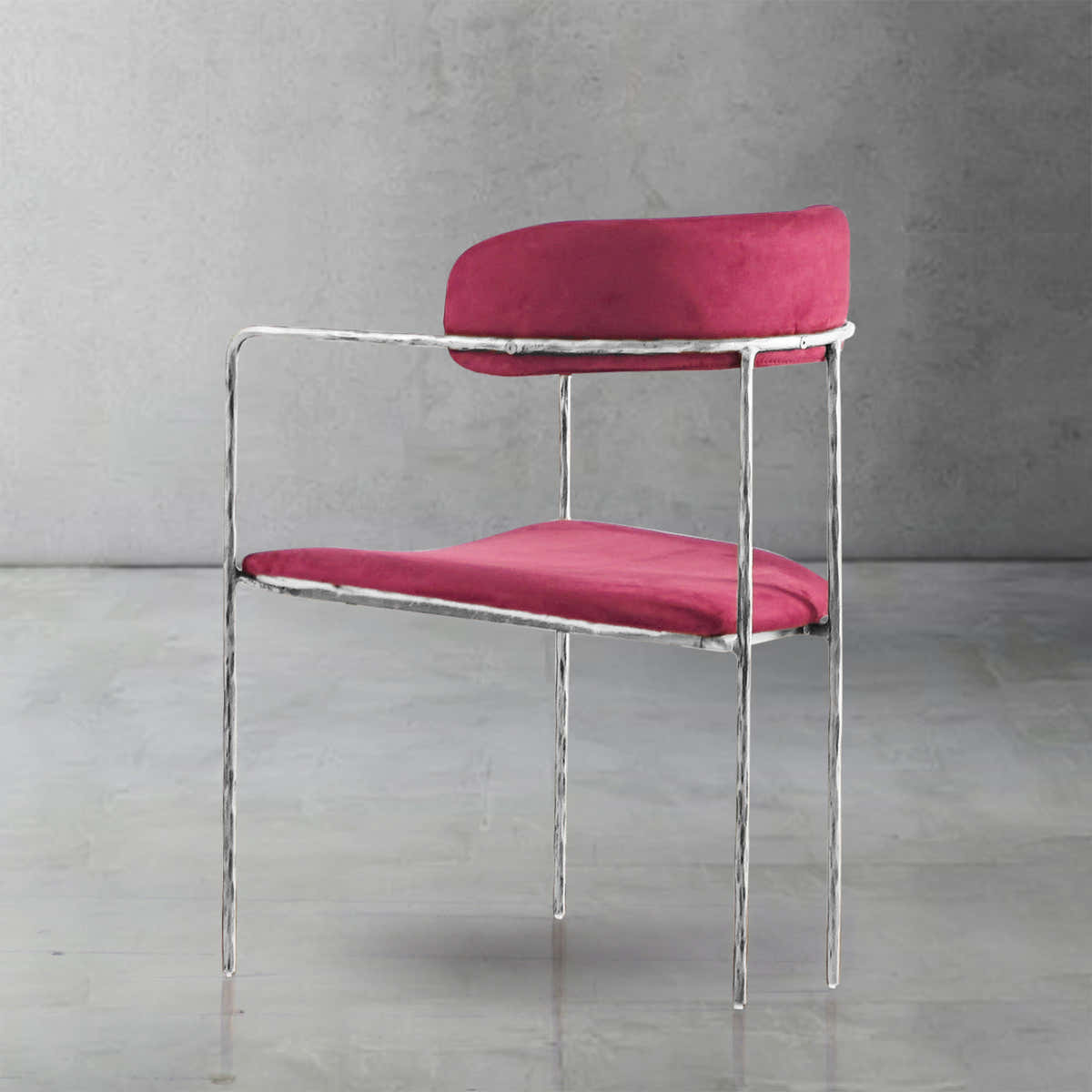 Hand-Forged Metal Vintage Armrest Bar Chair