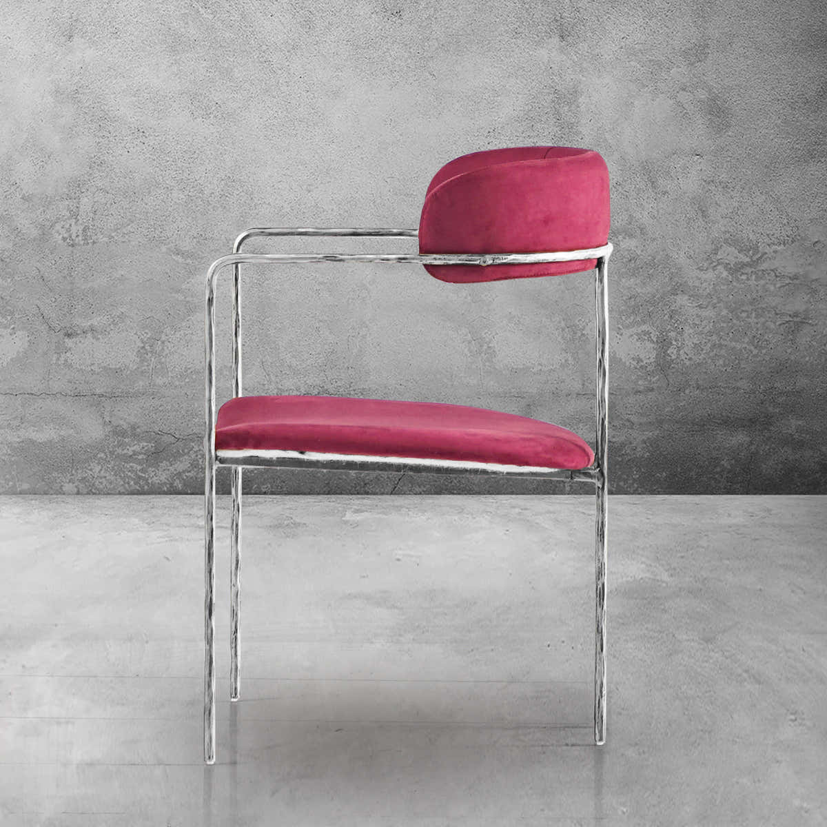 Hand-Forged Metal Vintage Armrest Bar Chair