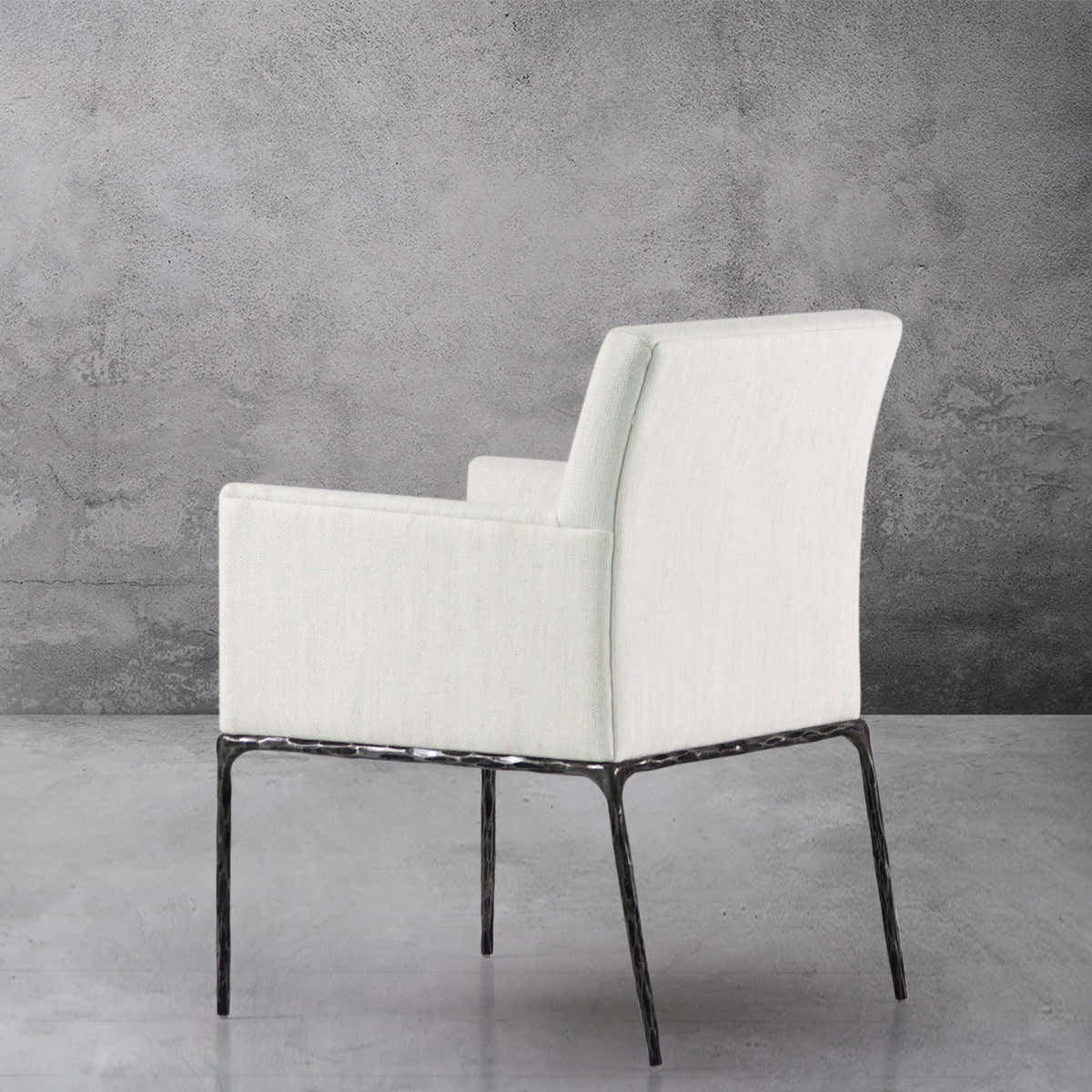 Hand-Forged Metal Track Fabric Lounge Armchair