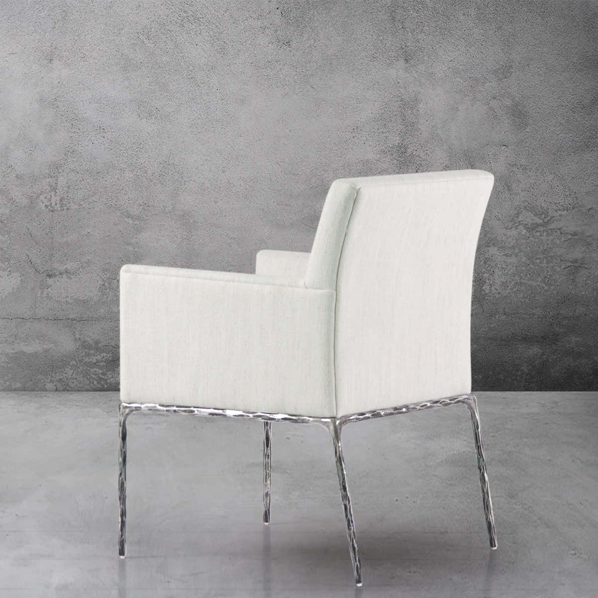 Hand-Forged Metal Track Fabric Lounge Armchair
