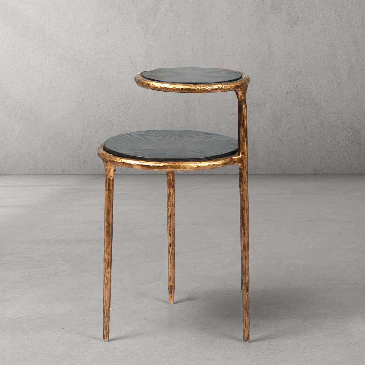 Hand-Forged Metal Tiered Accent Table