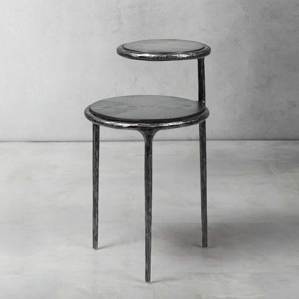 Hand-Forged Metal Tiered Accent Table
