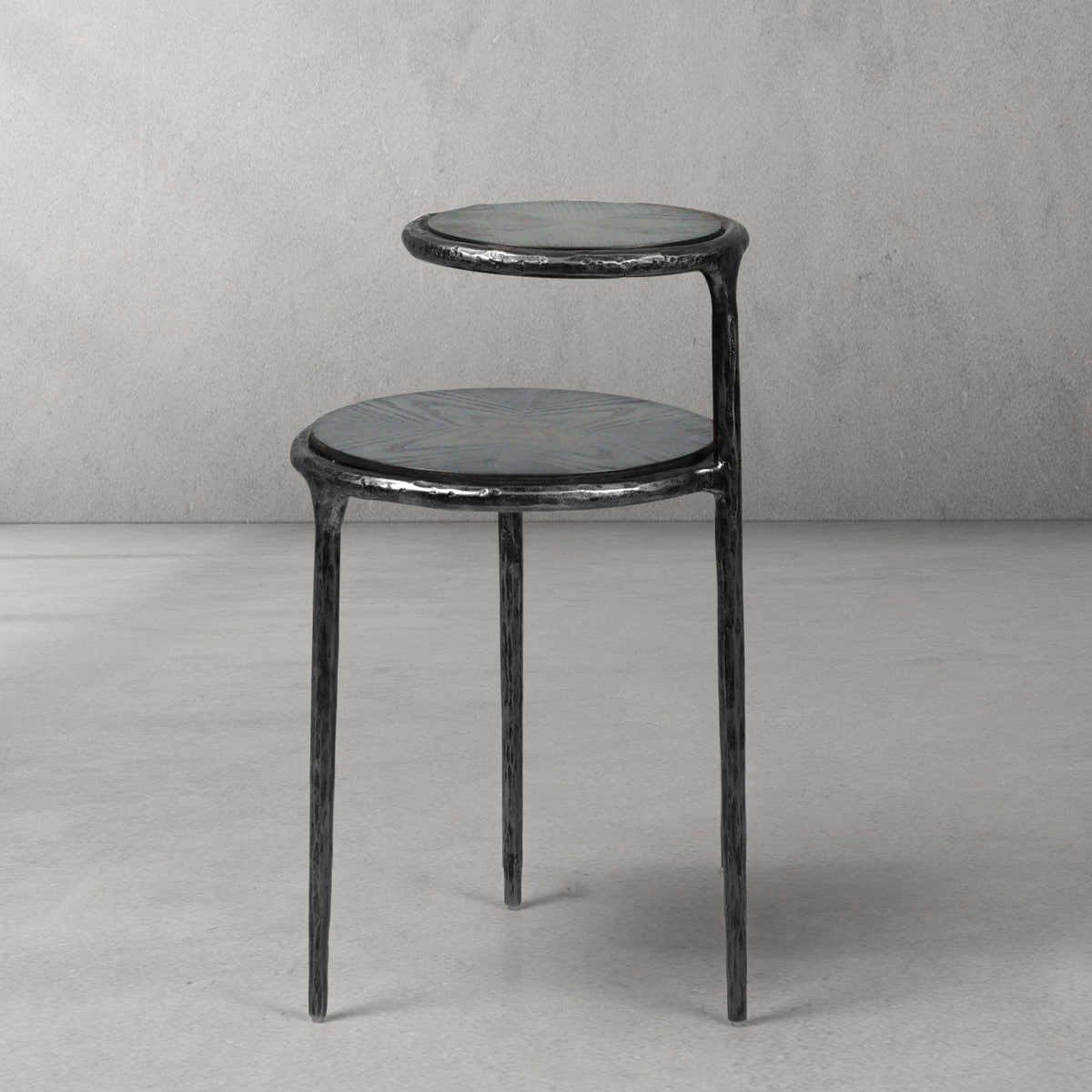 Hand-Forged Metal Tiered Accent Table