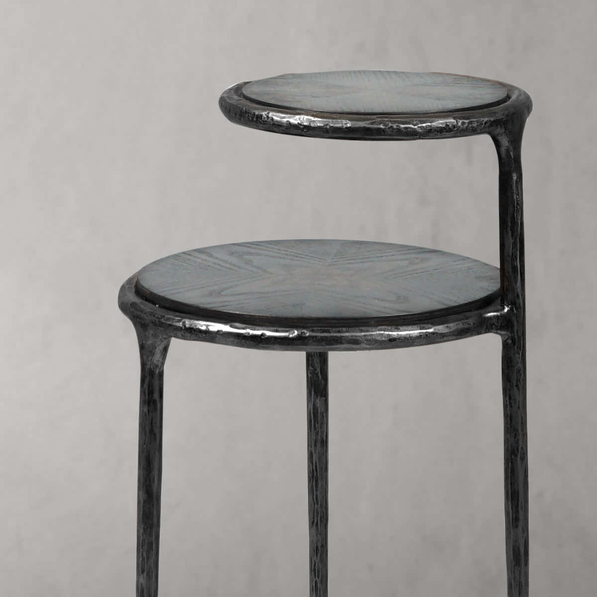 Hand-Forged Metal Tiered Accent Table