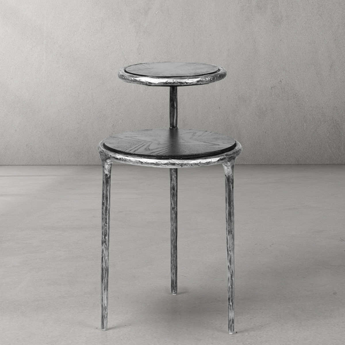 Hand-Forged Metal Tiered Accent Table