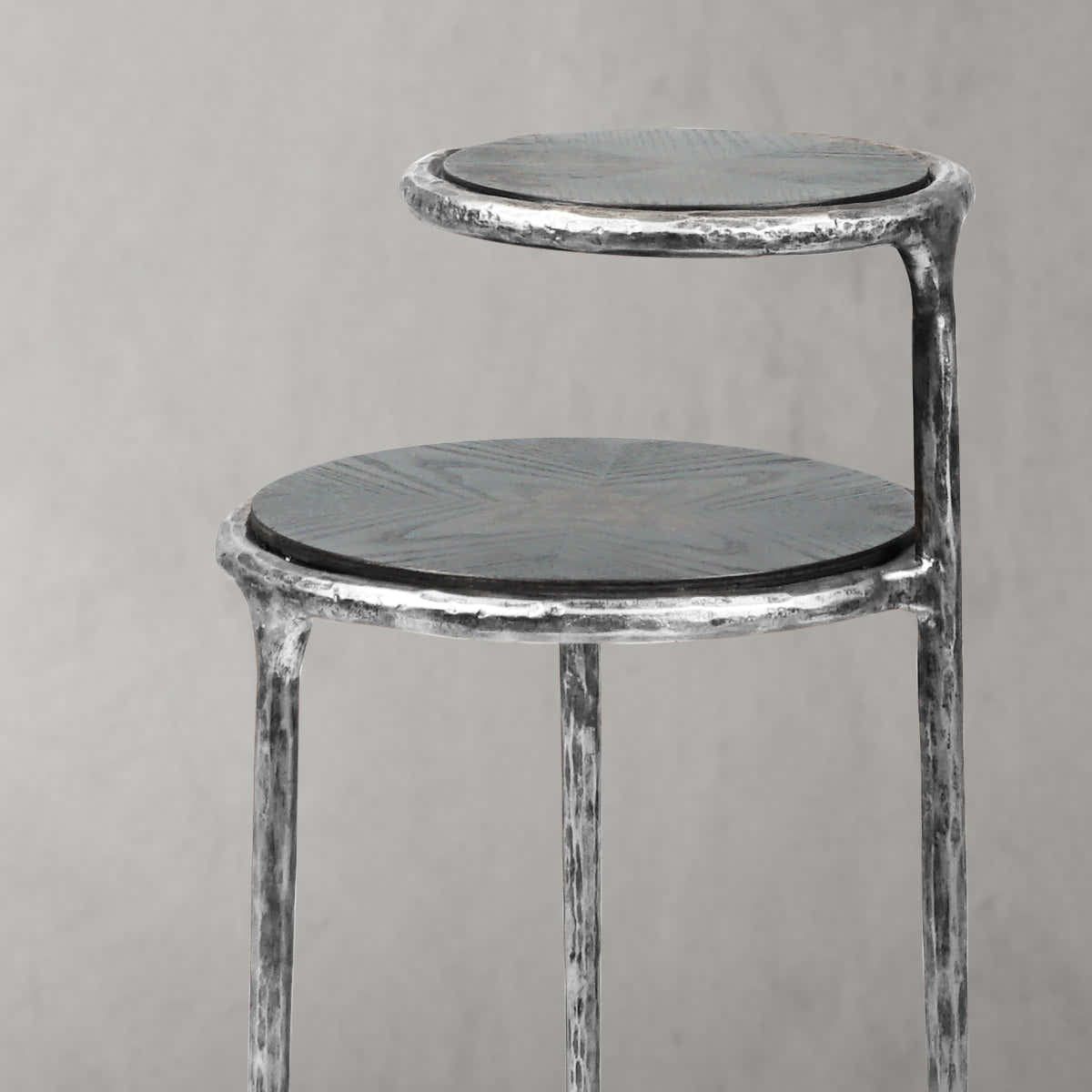 Hand-Forged Metal Tiered Accent Table