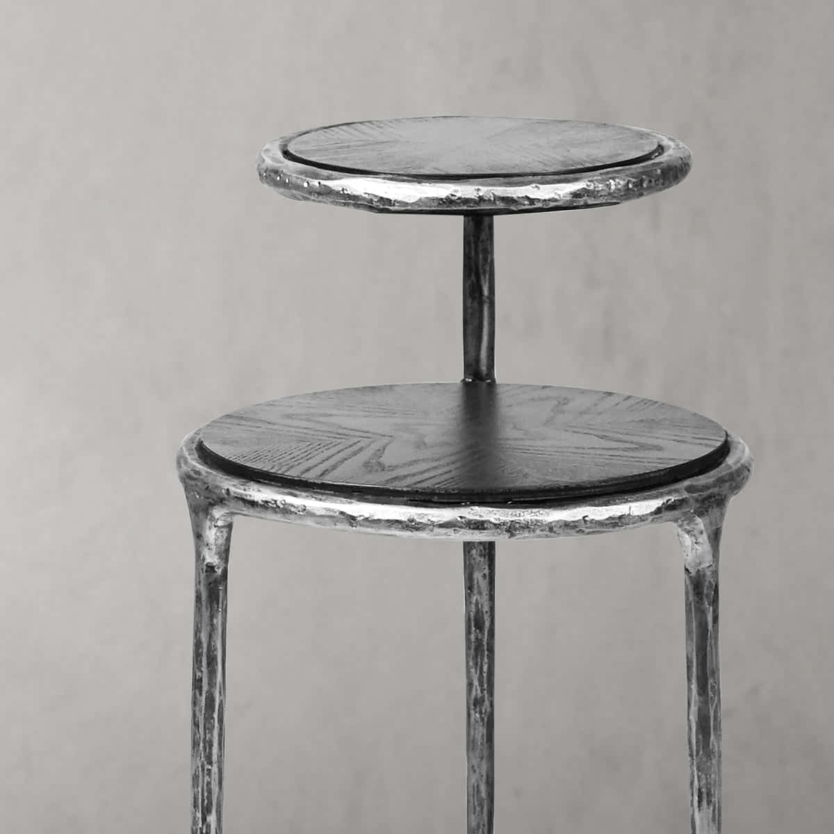 Hand-Forged Metal Tiered Accent Table