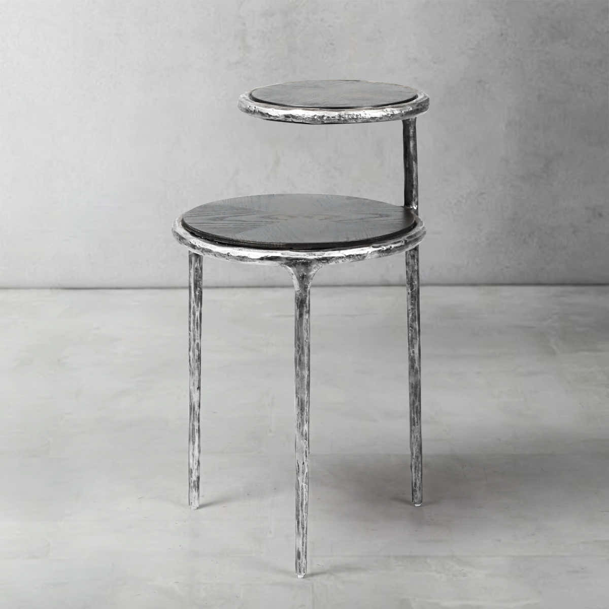 Hand-Forged Metal Tiered Accent Table
