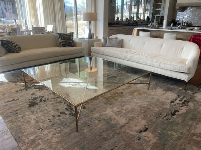 Hand-Forged Metal Square Glass Coffee Table