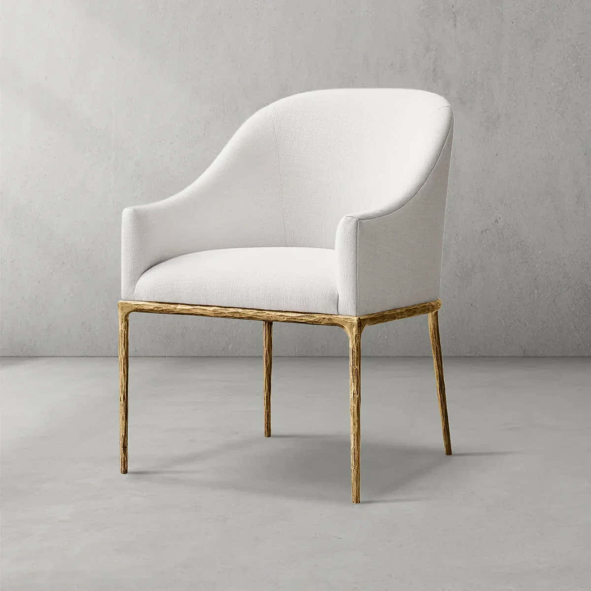 Hand-Forged Metal Slope Fabric Dining Armchair