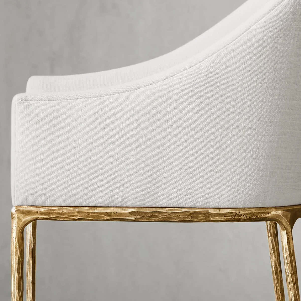 Hand-Forged Metal Slope Fabric Dining Armchair