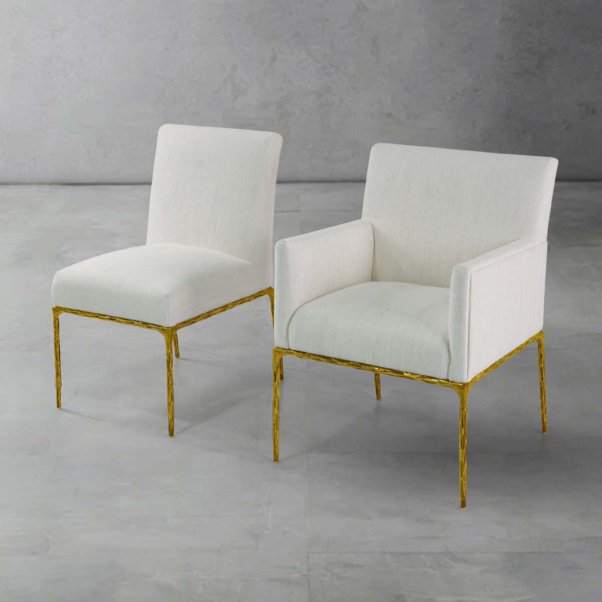 Hand-Forged Metal Minimalist Fabric Dining Chair