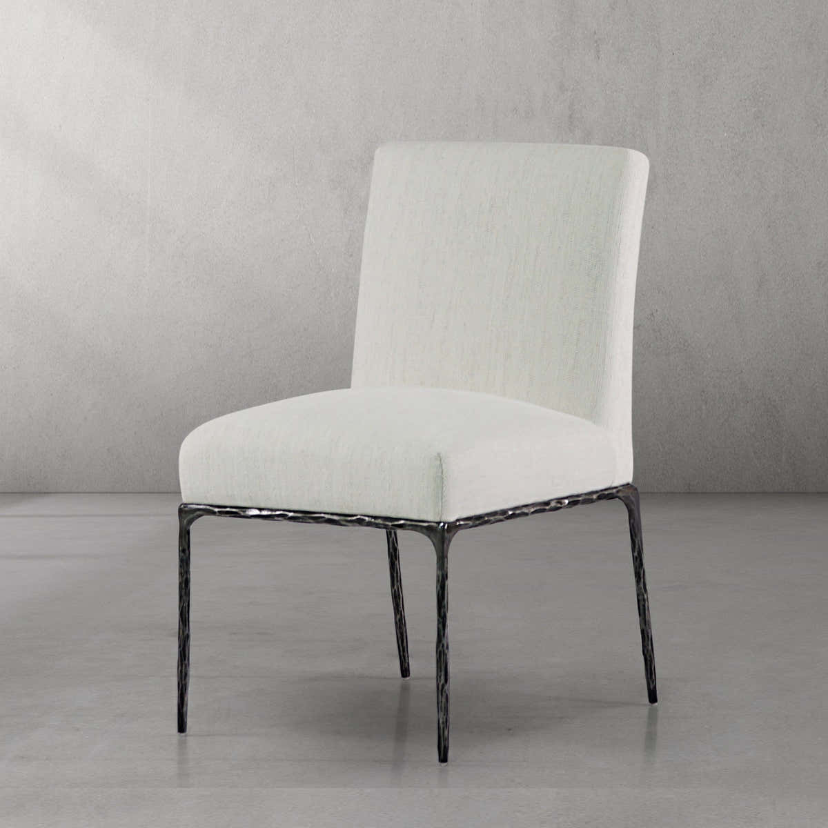 Hand-Forged Metal Minimalist Fabric Dining Chair
