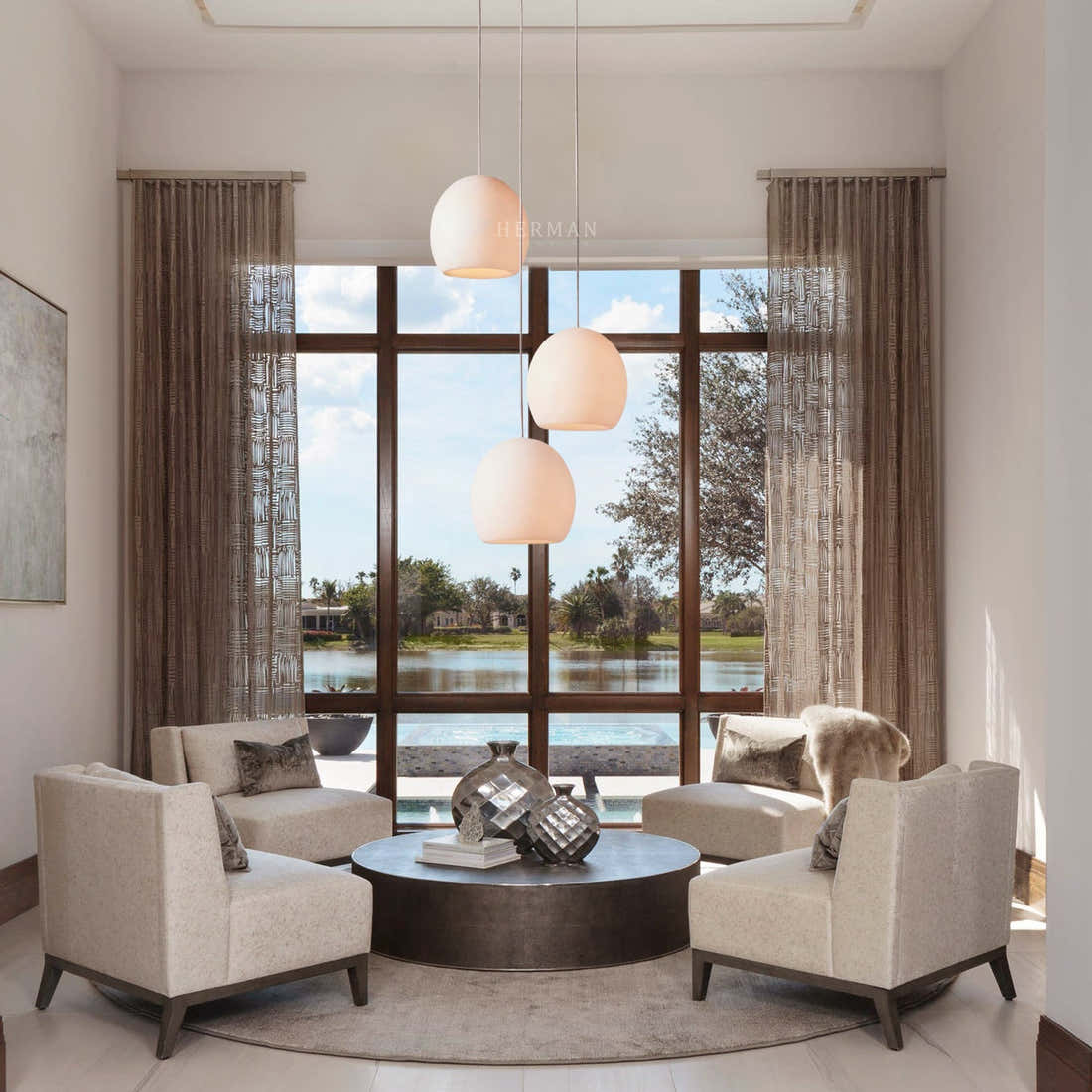 Arica Alabaster Round Chandelier